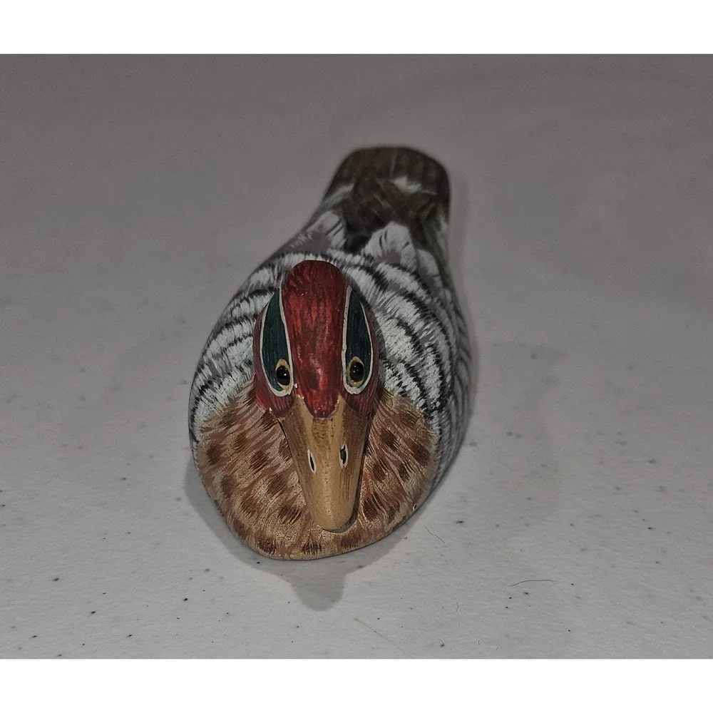 Vintage Penco Hand Carved Wood Duck Figurine New Bedford Mass Made in Hong Kong